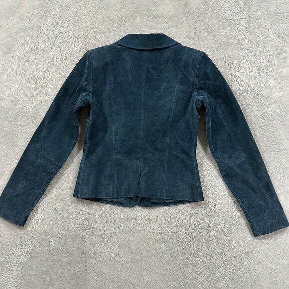 Vintage Venus Genuine Leather Blazer Jacket Women's Small Blue Long Sleeve - Picture 3 of 10